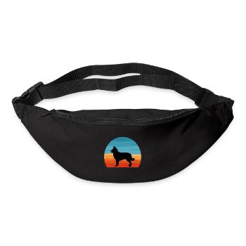 Chien de berger croate Amour Silhouette Rétro Coucher de soleil - Sac banane - noir - Devant
