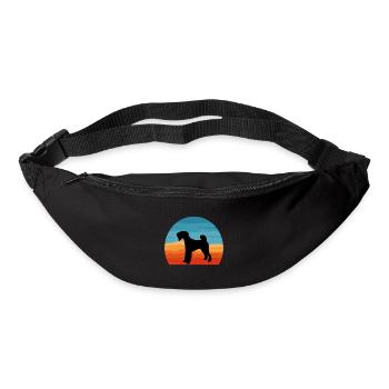 Airedale Terrier Hundeliebhaber Silhouette Retro Sonnenuntergang - Gürteltasche - Schwarz - Vorne
