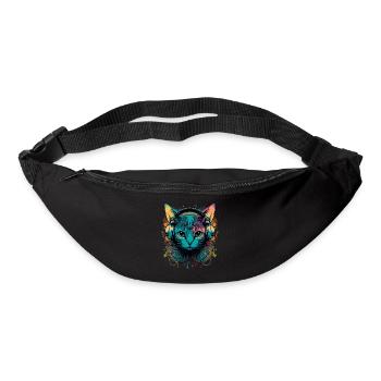 Chat vintage et musique - Sac banane - noir - Devant