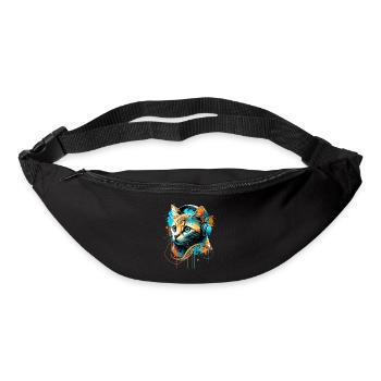 Katze hört Musik - Gürteltasche - Schwarz - Vorne