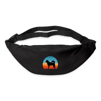 Ostsibirische Laika Hund Silhouette Retro Sonnenuntergang - Gürteltasche - Schwarz - Vorne