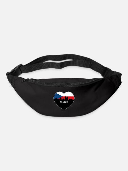 Prague Tchéquie Drapeau Skyline Travel Souvenir - Sac banane - noir