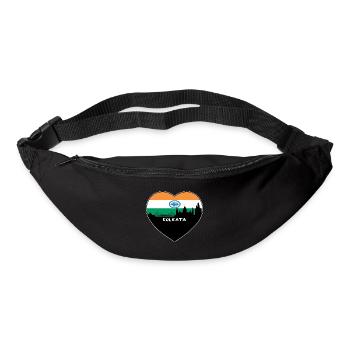 Kolkata India Flag Skyline Souvenir de voyage - Sac banane - noir - Devant