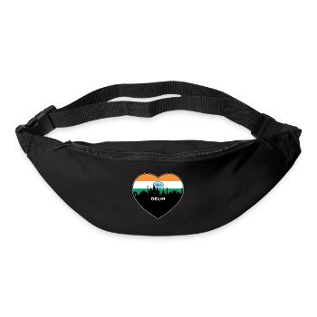 Delhi India Flag Skyline Souvenir de voyage - Sac banane - noir - Devant