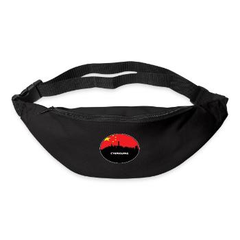Chongqing, Chine, drapeau, horizon, silhouette, voyage - Sac banane - noir - Devant