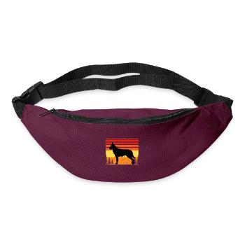 Berger Picard Hundeliebhaber Silhouette Vintage Sonnenuntergang - Gürteltasche - Burgunderrot - Vorne