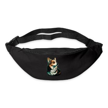 Corgi à l’air courageux - Sac banane - noir - Devant
