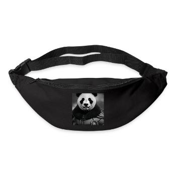 Soldat panda et son armure - Sac banane - noir - Devant
