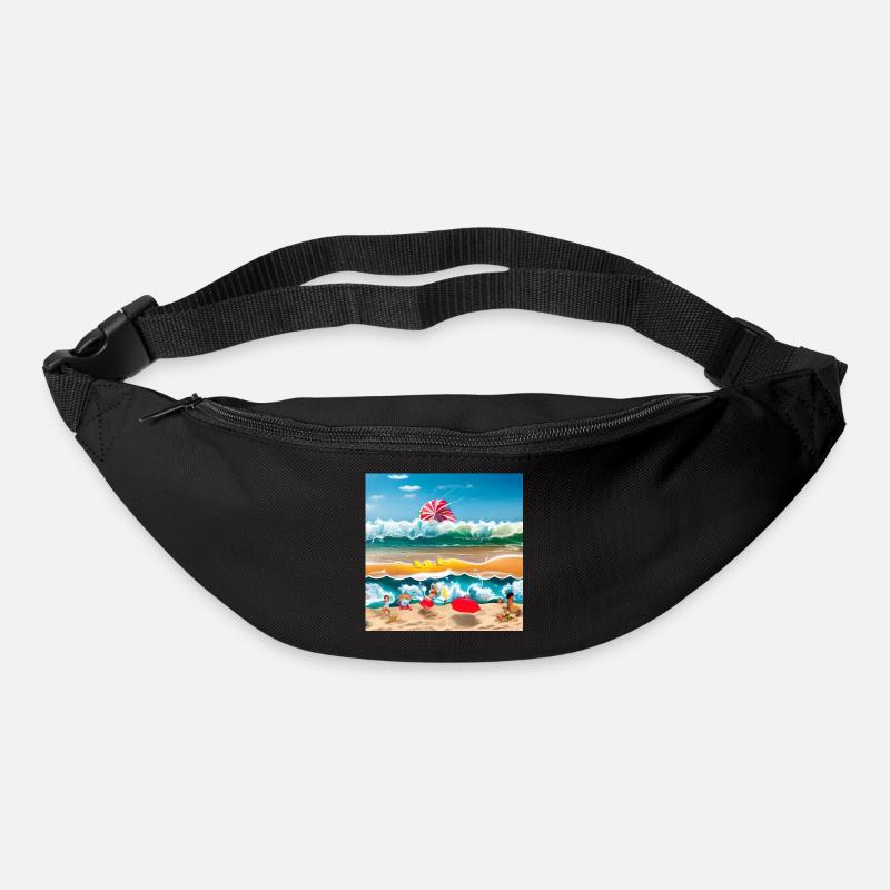 children playing at sea side - Bum bag - black