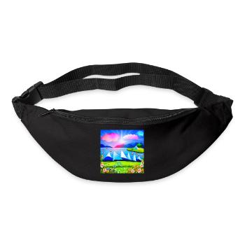 Enfance à vélo dans les montagnes ensoleillées du printemps - Sac banane - noir - Devant
