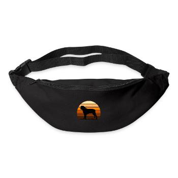 Englisch Mastiff Hund Liebe Silhouette Vintage Sonnenuntergang - Gürteltasche - Schwarz - Vorne