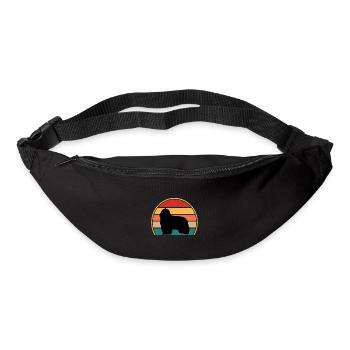 Collie barbu chien amant Silhouette Vintage coucher de soleil - Sac banane - noir - Devant