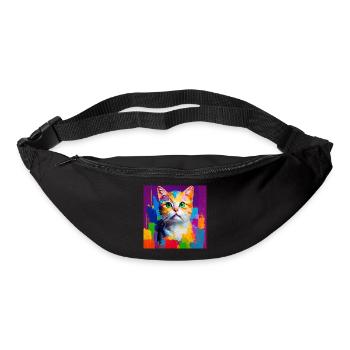 Peinture à l’huile Style Cat Portrait Design pour - Sac banane - noir - Devant