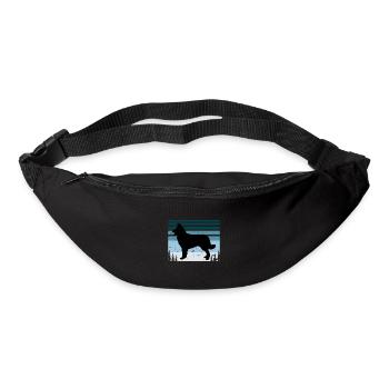 Chien de berger croate Amour Silhouette Rétro Coucher de soleil - Sac banane - noir - Devant