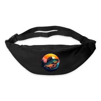 Zander Angler im Sonnenuntergang - Gürteltasche - Schwarz - Vorne