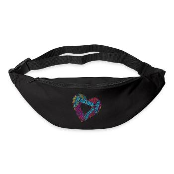 LGBTQIA+ Double Heart Word Cloud Gay Pride T-Shirt - Sac banane - noir - Devant