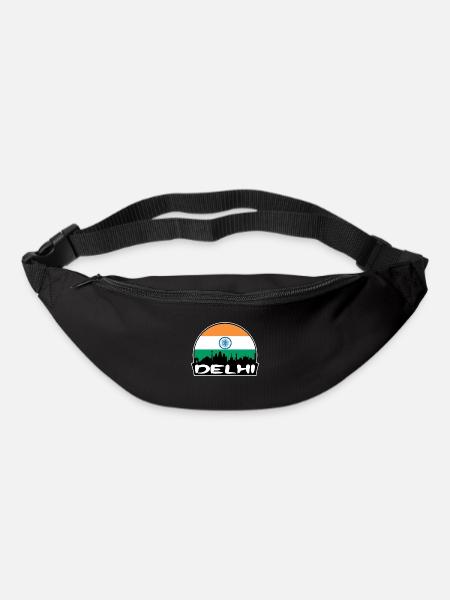 Delhi Indien Flagge Skyline Silhouette Reisen - Gürteltasche - Schwarz