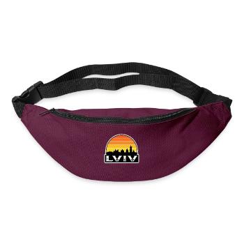 Lviv Ukraine Flag Skyline Travel Souvenir - Bum bag - burgundy - Front