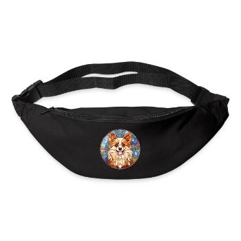 Zwergspitz Hunderasse Aquarellglas - Gürteltasche - Schwarz - Vorne