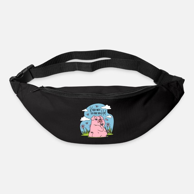 Bauernhof Bauer Schwein Küss mich Ich erbe den Hof - Gürteltasche - Schwarz