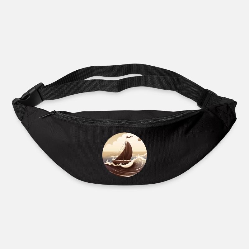 Schokoladen-Segelboot bei Sonnenuntergang - Gürteltasche - Schwarz