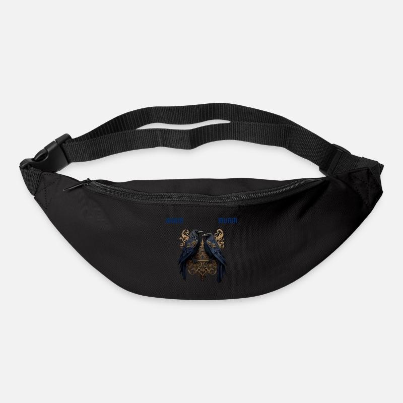 Hugin et Munin, les corbeaux d’Odin (avec inscription) - Sac banane - noir