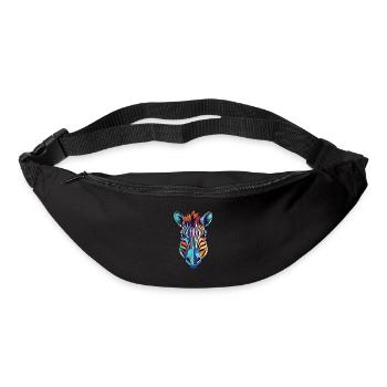 Zebra Colorful Watercolor Animal Pet Illustration - Bum bag - black - Front