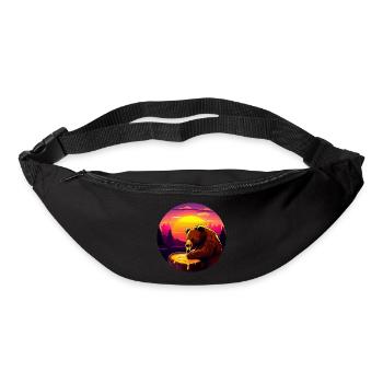 Sonnenuntergangs-Design mit Braunbär und Honig - Gürteltasche - Schwarz - Vorne