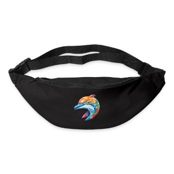 Dolphin Colorful Watercolor Animal Illustration - Bum bag - black - Front