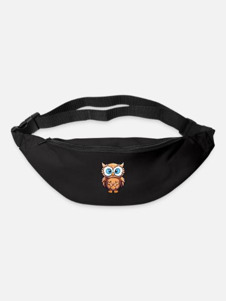 Hibou Dessin Animé Kawaii Aquarelle Illustration - Sac banane - noir