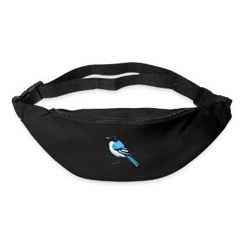 Magpie Cartoon Kawaii Aquarelle Illustration - Sac banane - noir - Devant