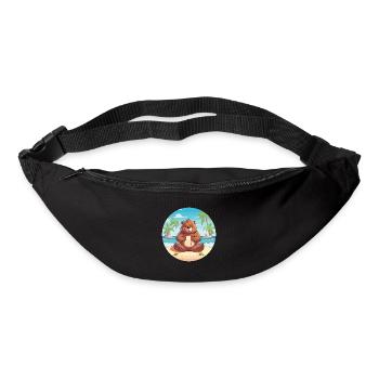 Ours Cartoon Yoga Beach Illustration d’été - Sac banane - noir - Devant