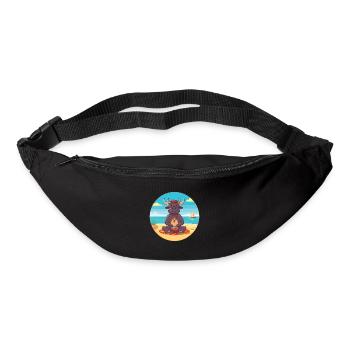Bull Cartoon Yoga Beach Summer Illustration - Bum bag - black - Front