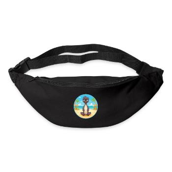 Emu-Karikatur-Yoga-Strand-Sommer-Illustration - Gürteltasche - Schwarz - Vorne