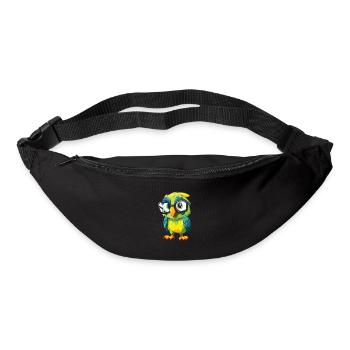 Papagei mit Brille Cartoon Kawaii Illustration - Gürteltasche - Schwarz - Vorne