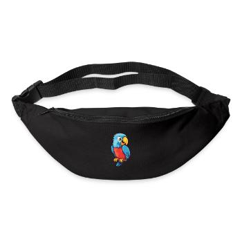 Papageien-Karikatur-Kawaii-Aquarell-Illustration - Gürteltasche - Schwarz - Vorne