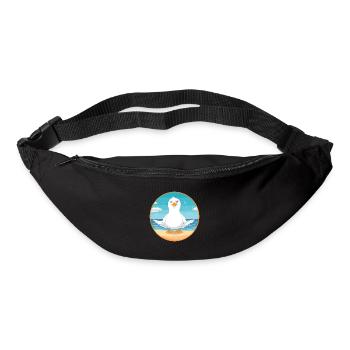 Seagull Cartoon Yoga Beach Summer Illustration - Bum bag - black - Front