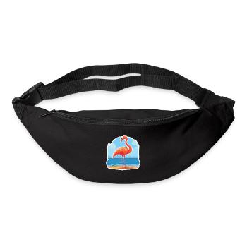 Flamingo Lustige Karikatur Kawaii Strand Illustration - Gürteltasche - Schwarz - Vorne