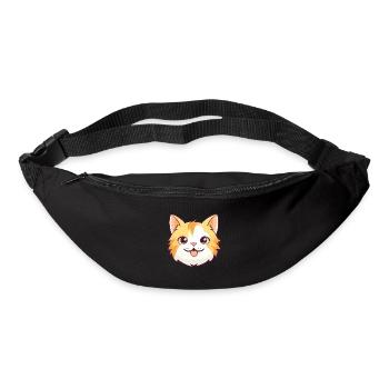 Domestic Cat Cartoon Watercolor Illustration - Bum bag - black - Front