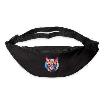 Somali Shorthair Cat Coloré Aquarelle Dessin Animé - Sac banane - noir - Devant