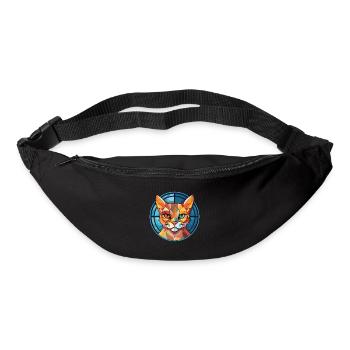 Khao Manee Cat Colorful Watercolor Illustration - Bum bag - black - Front