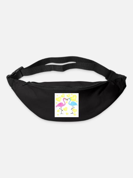 Verliebte Flamingos - Gürteltasche - Schwarz