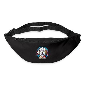 Coton Du Tuléar race chien aquarelle illustration - Sac banane - noir - Devant
