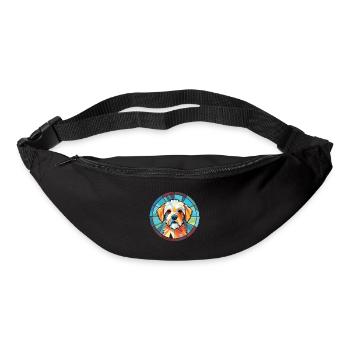 Französischer dreifarbiger Hundehund Rasse Aquarellglas - Gürteltasche - Schwarz - Vorne