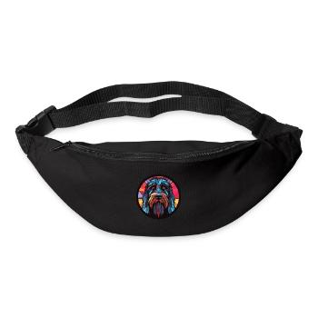 Terrier russe noir chien race verre aquarelle - Sac banane - noir - Devant