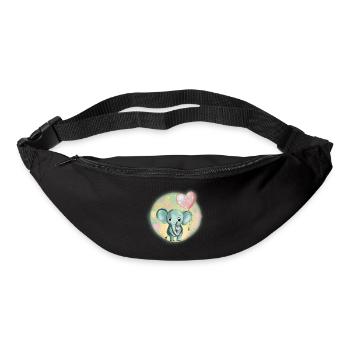 Süßes Elefantenbaby mit Luftballon - Geschenkidee - Gürteltasche - Schwarz - Vorne