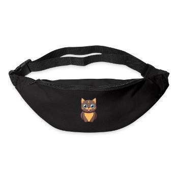 Somali Shorthair chat dessin animé aquarelle Clipart - Sac banane - noir - Devant