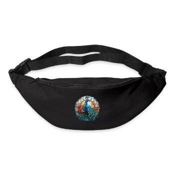 Peacock Colorful Watercolor Animal Illustration - Bum bag - black - Front