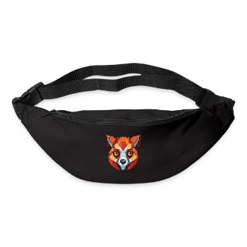 Rouge Vari Lémurien Coloré Aquarelle Animal Cartoon - Sac banane - noir - Devant