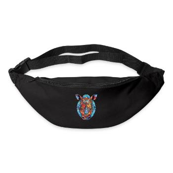 Nashorn bunte Aquarell-Tier-Haustier-Illustration - Gürteltasche - Schwarz - Vorne